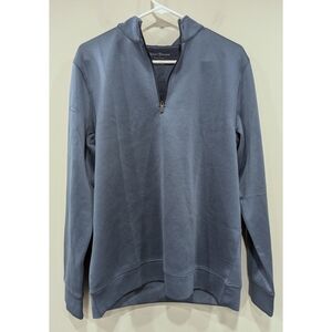 Hickey Freeman Blue Long Sleeve Quarter Zip Pullover Size Medium